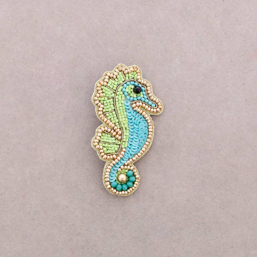 Broche hippocampe à sequins – Animal marin – Accessoire été