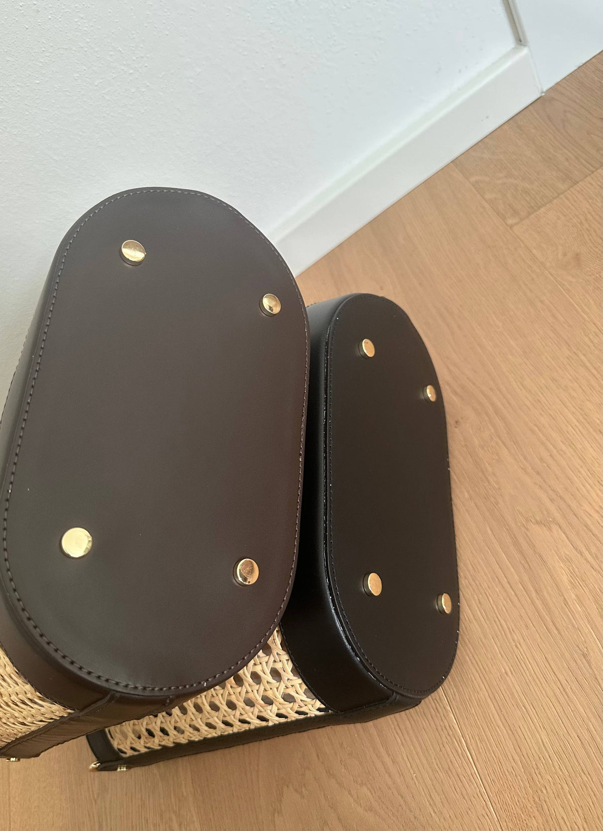 Sac en paille de Vienne et cuir de veau véritable, Made in Italy
