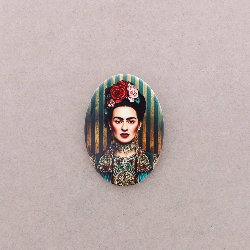 Broche Ovale en Résine Frida Kahlo