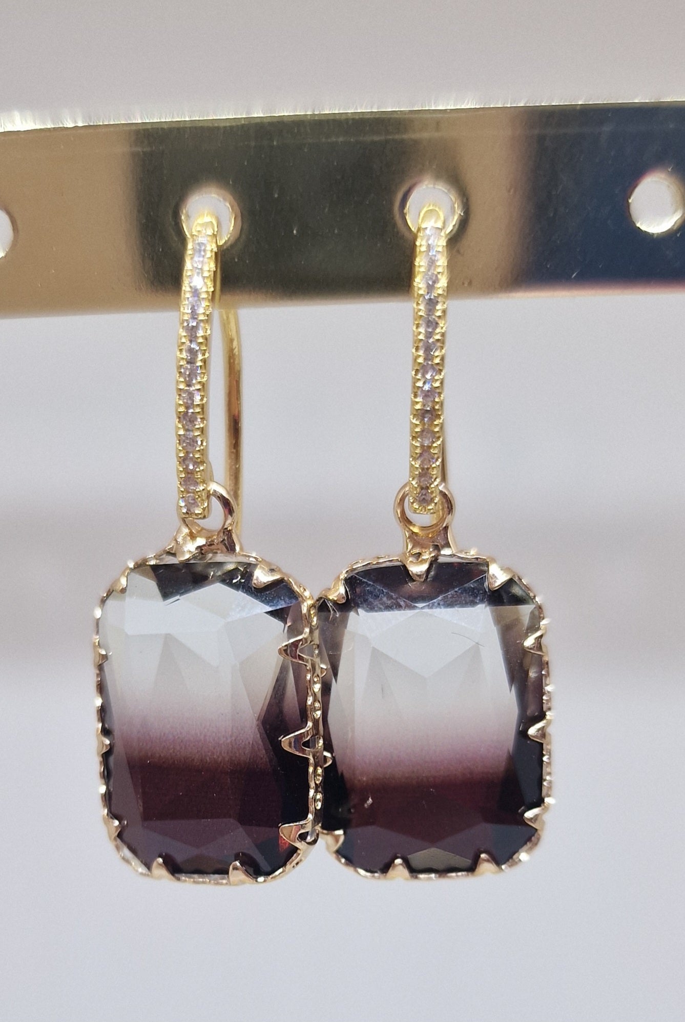 Boucles d’oreilles gris et noir rectangle