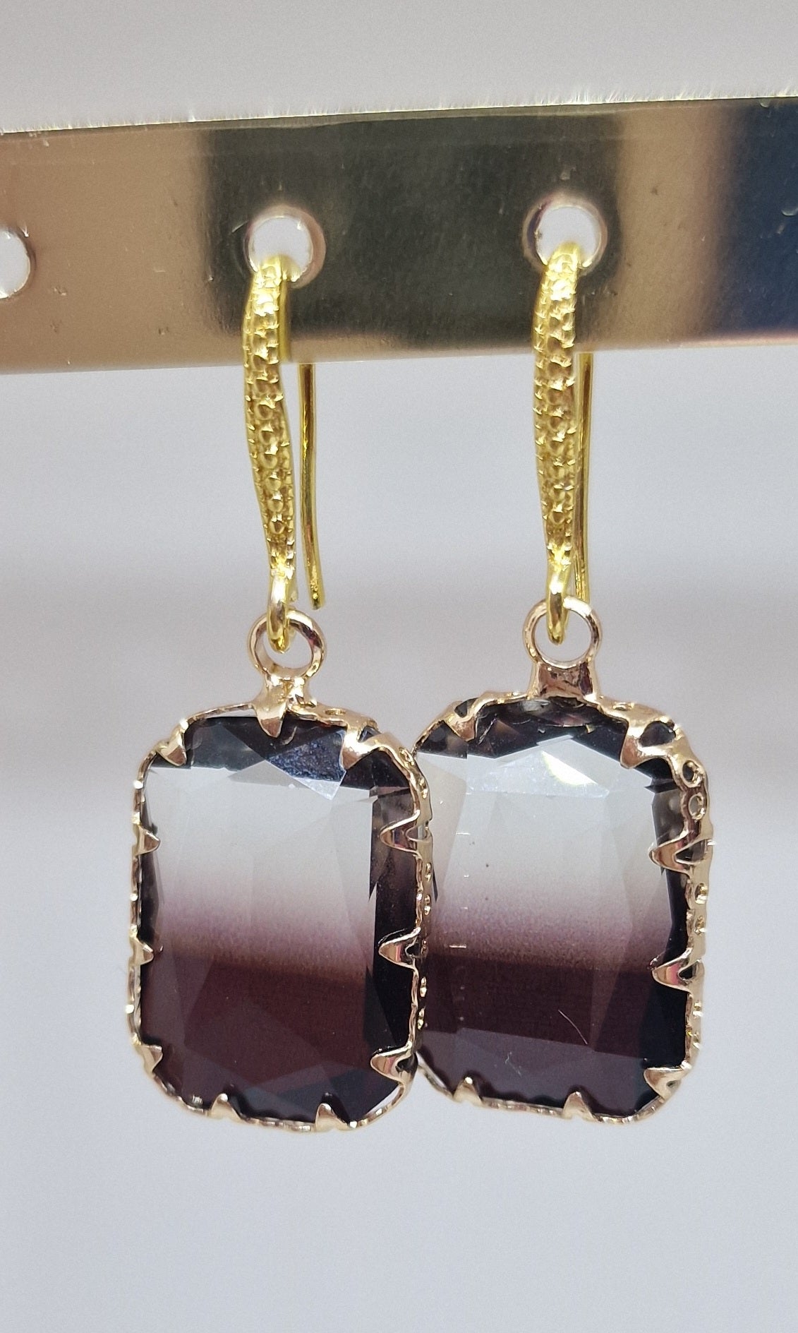 Boucles d’oreilles gris et noir rectangle