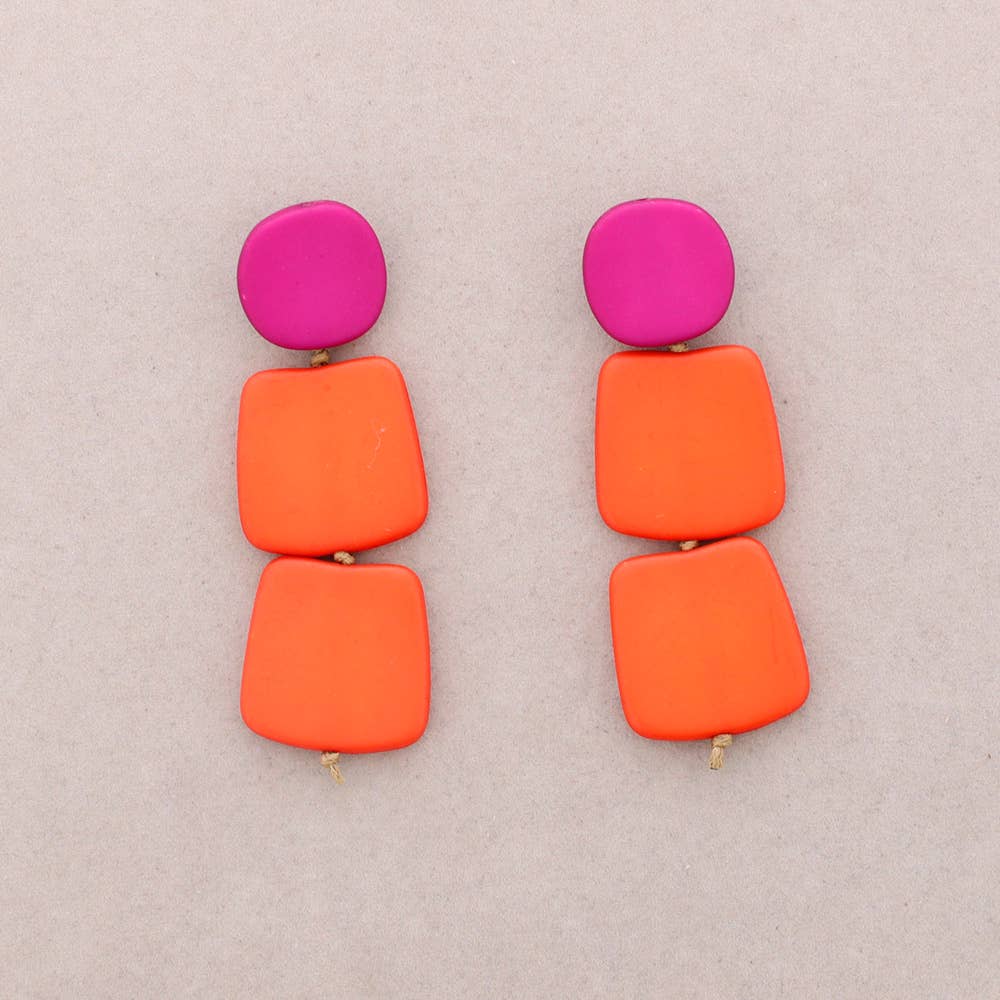 Boucles d'oreilles pendantes géométriques en résine