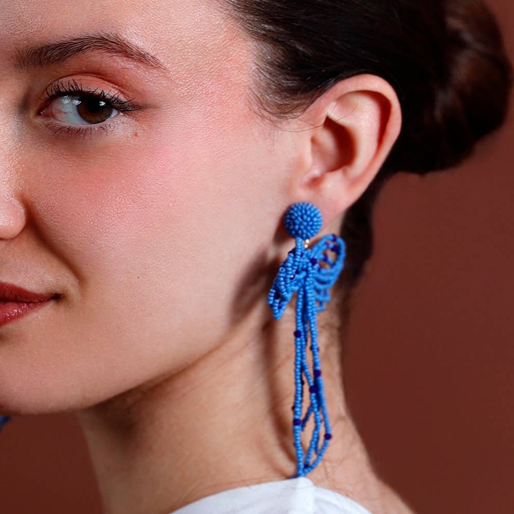 Boucles d'Oreilles Pendantes Nœud en Perles