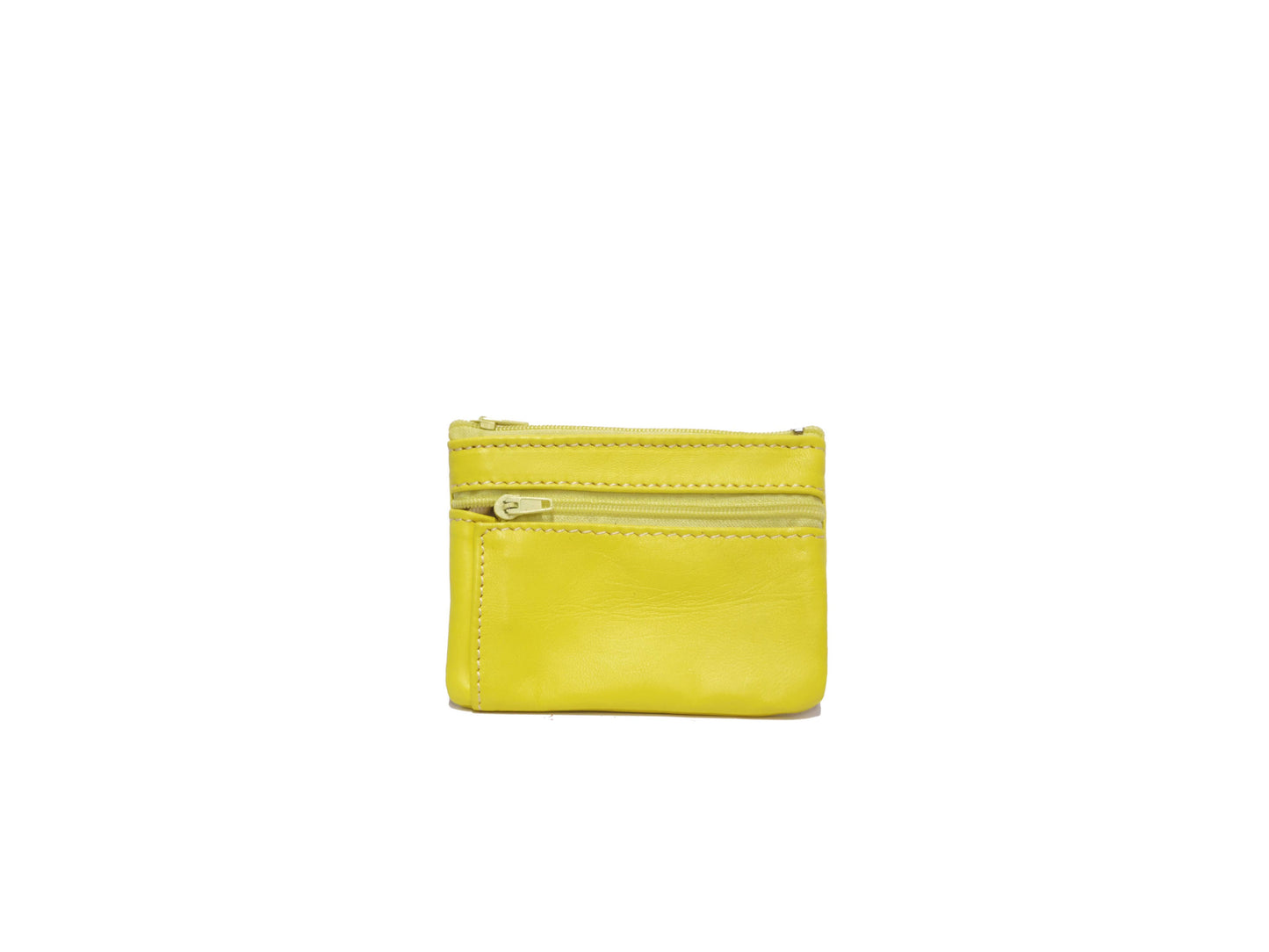 Portefeuille en cuir upcyclé à deux fermetures éclair : Orange