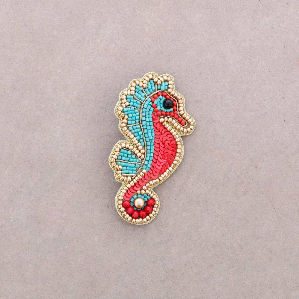 Broche hippocampe à sequins – Animal marin – Accessoire été