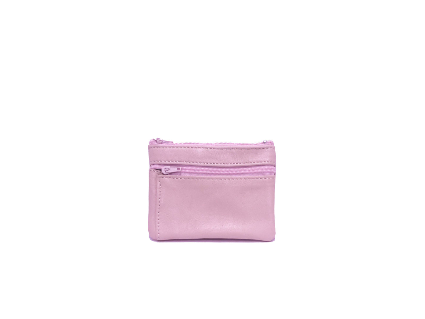 Portefeuille en cuir upcyclé à deux fermetures éclair: Rouge