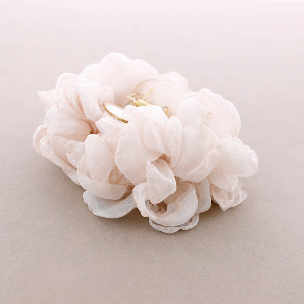 Barrette à Fleurs en Tissu Corail