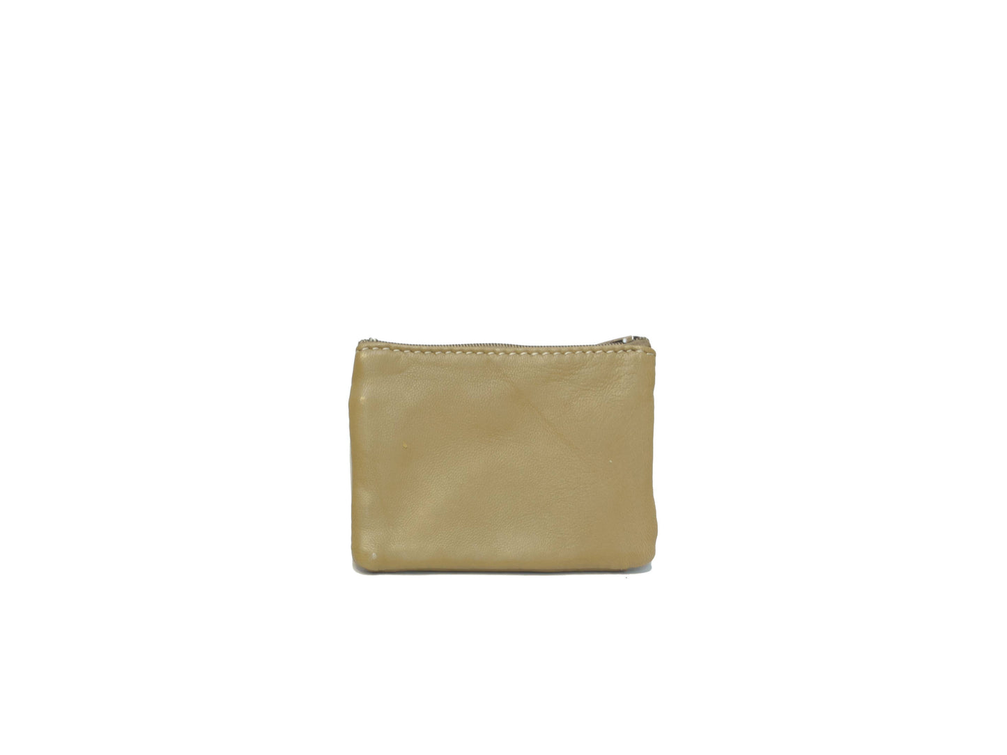 Portefeuille en cuir upcyclé à deux fermetures éclair : Orange