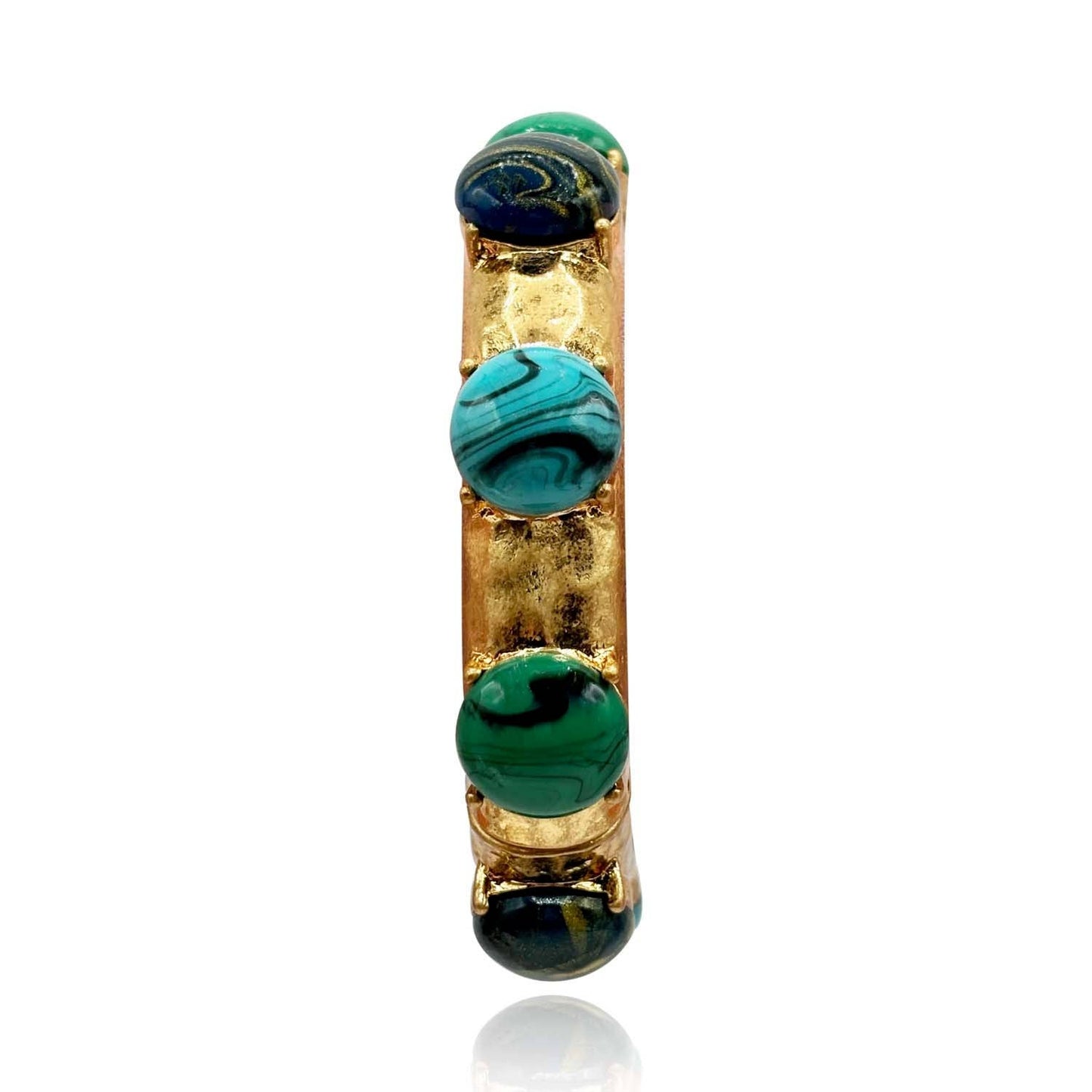 Bracelet élastique - Doré Antique, Malachite, Lapis-Lazuli & Turquoise