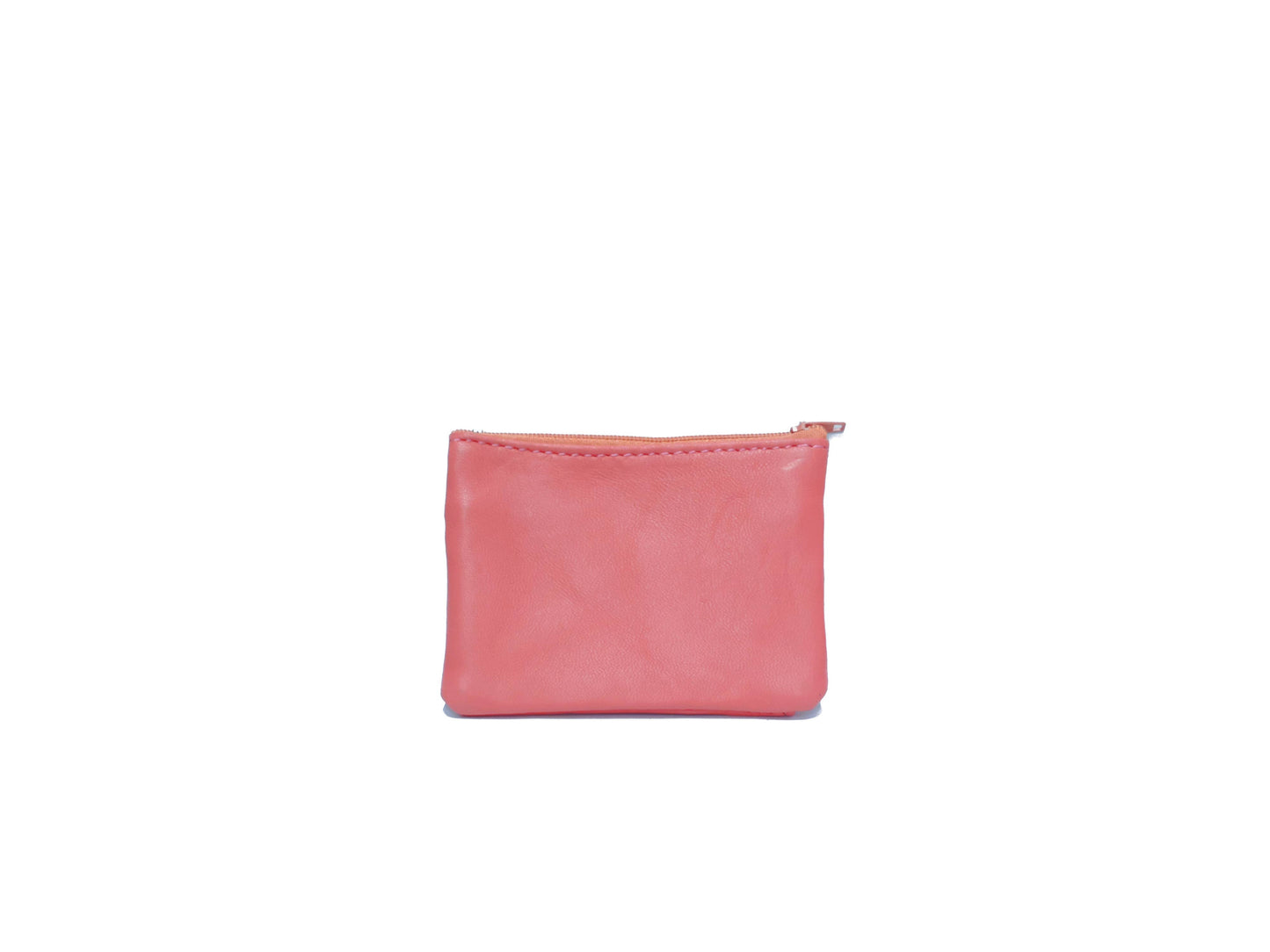 Portefeuille en cuir upcyclé à deux fermetures éclair : Rose