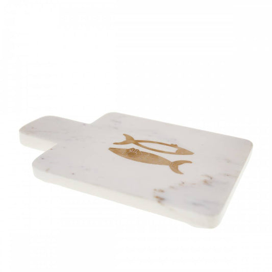 Planche à fromage en marbre motif poisson doré