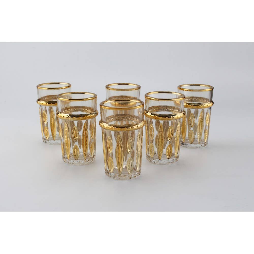 Tasses à thé orientales en verre doré, set de 6