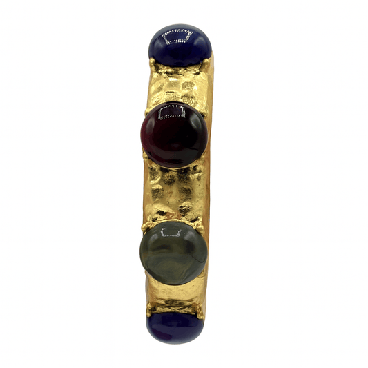 Bracelet Elastique - Doré Antique, Lapis-Lazuli & Pierres Bordeaux
