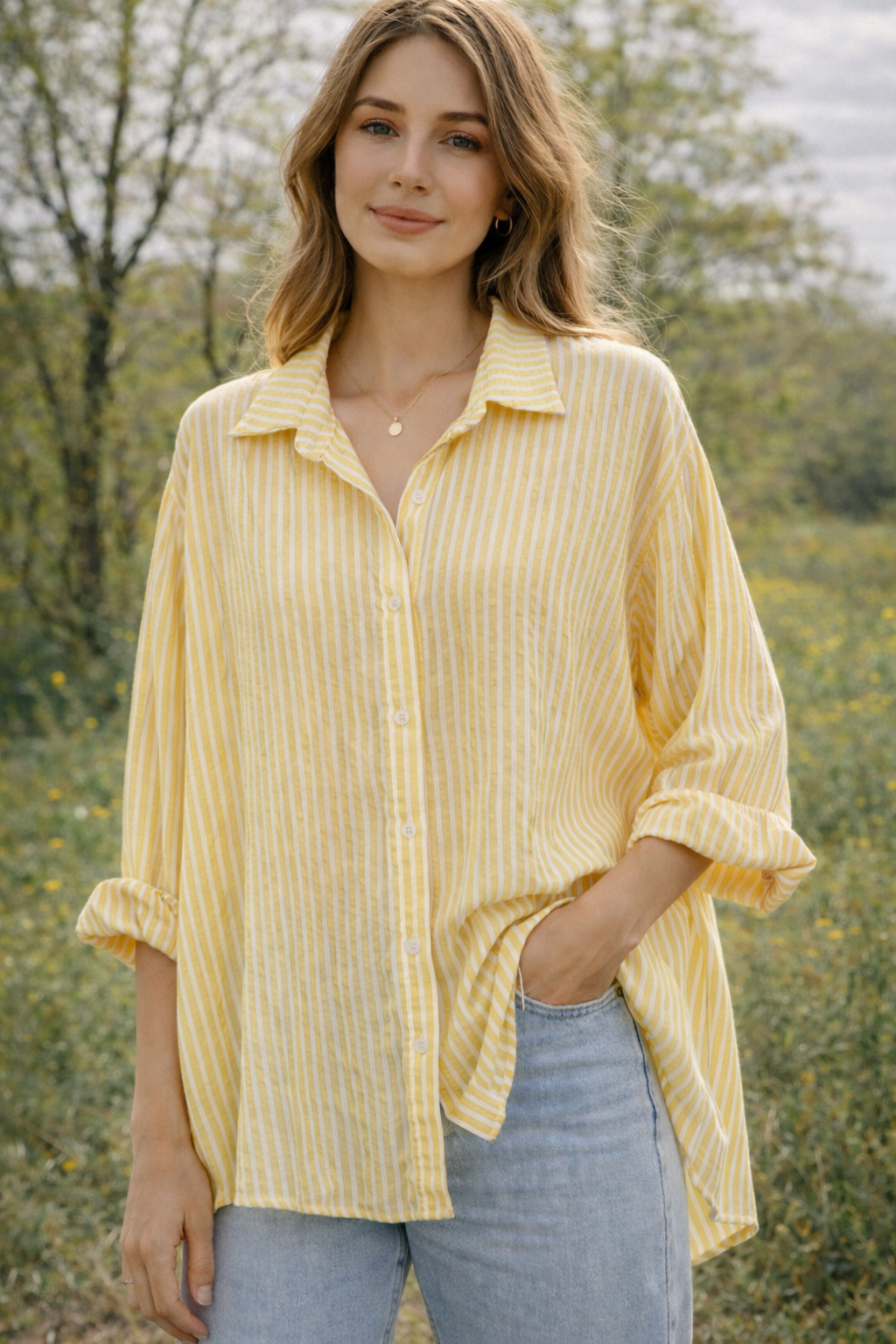 Chemise rayée ample, taille unique