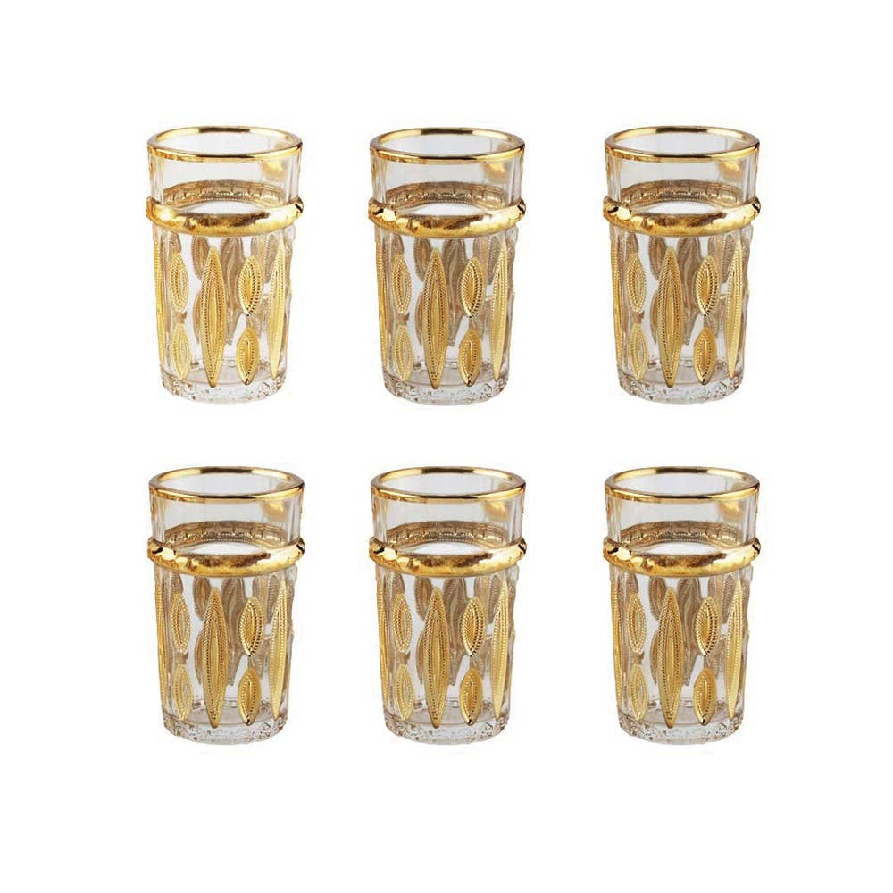 Tasses à thé orientales en verre doré, set de 6
