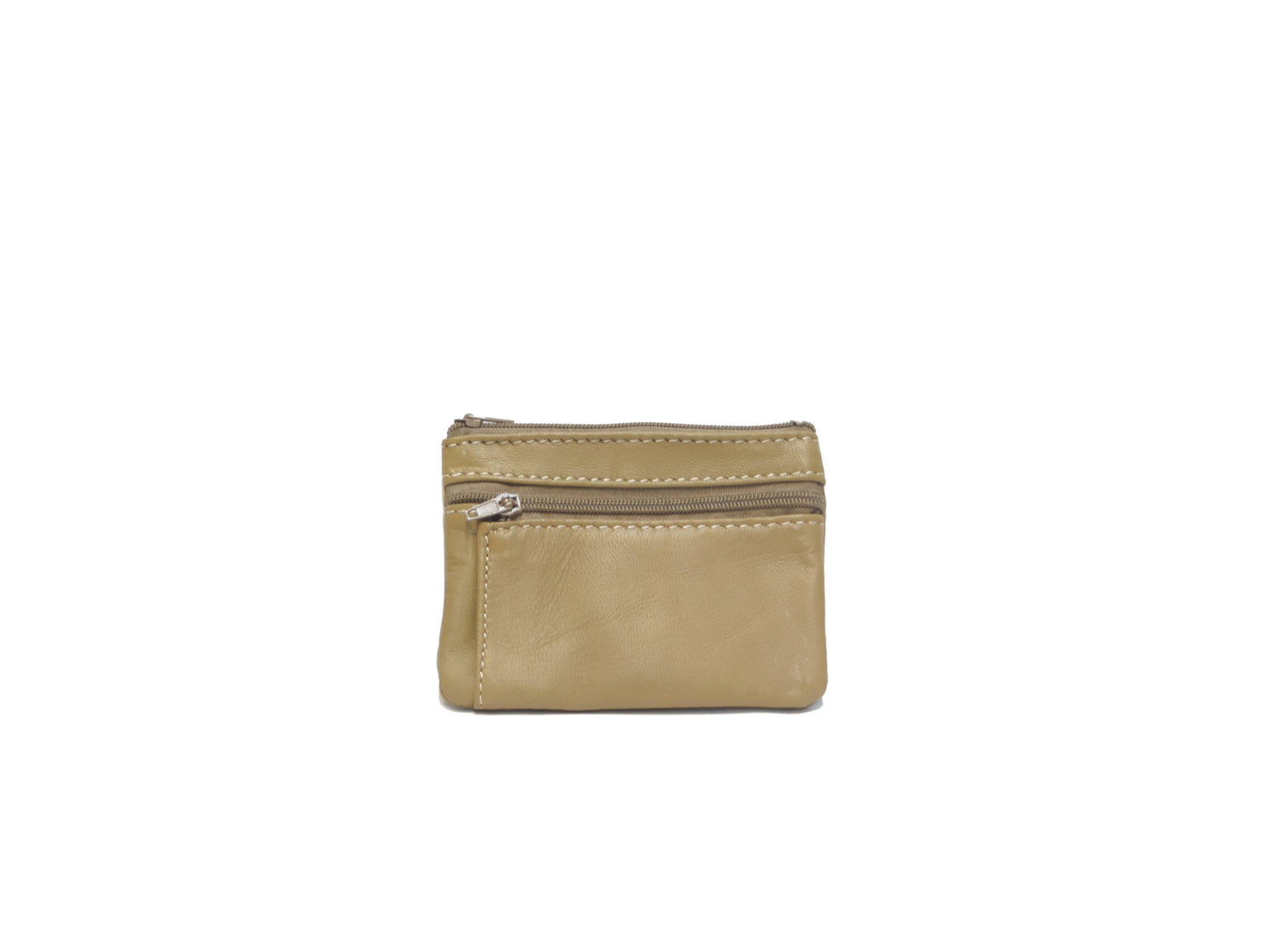 Portefeuille en cuir upcyclé à deux fermetures éclair: Aubergine