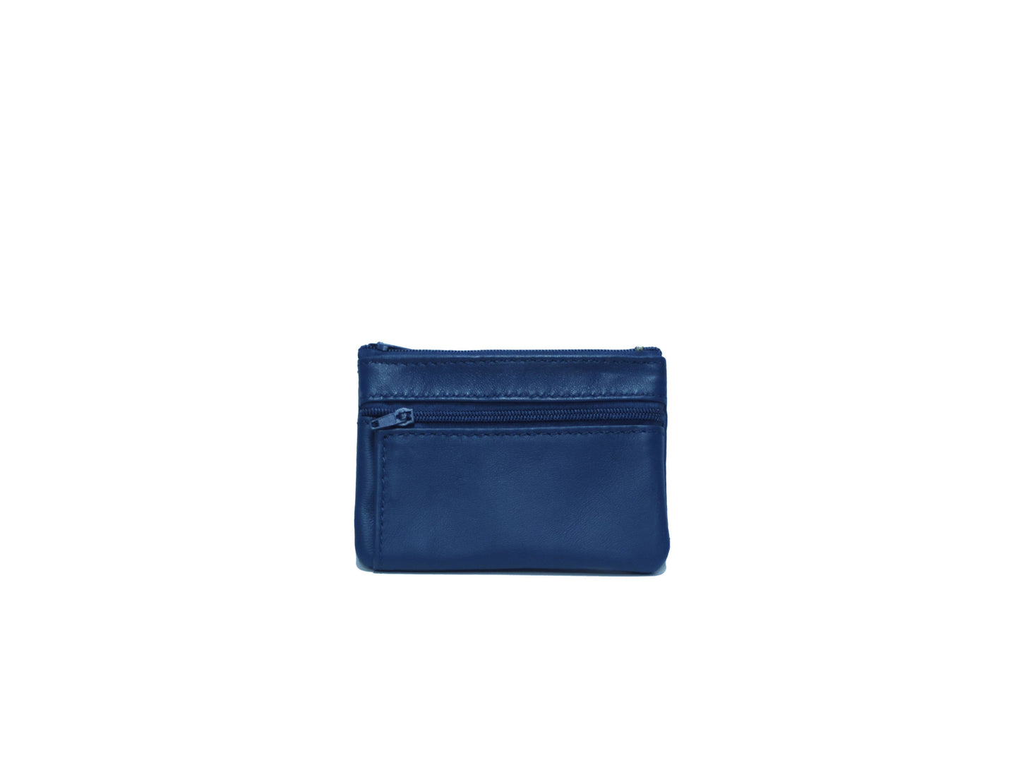 Portefeuille en cuir upcyclé à deux fermetures éclair : Bleu agate