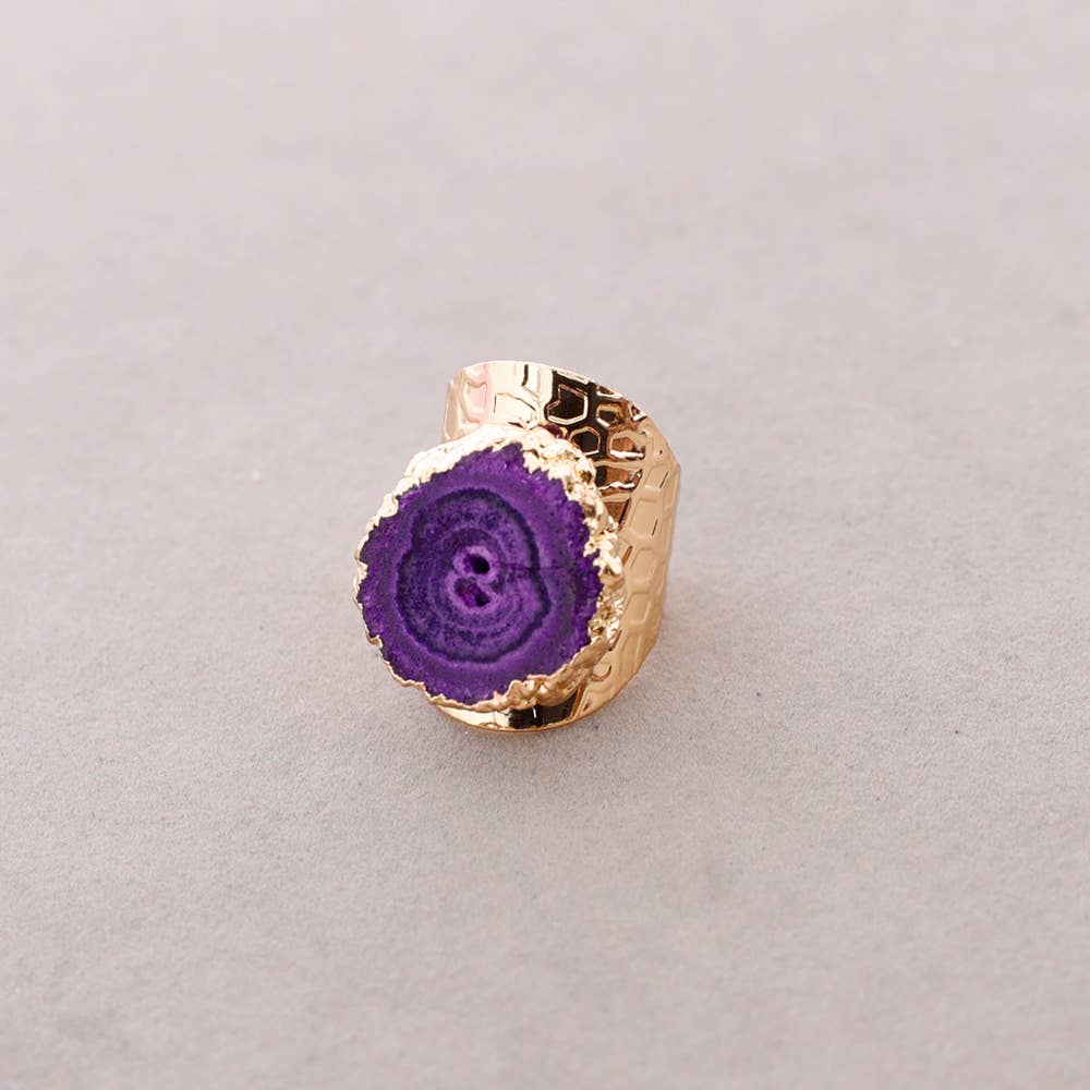 Bague en bronze, Pierre druzy irrégulière, Inspiration Méditerranée