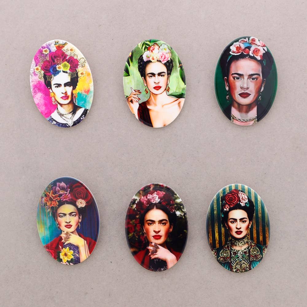 Broche Ovale en Résine Frida Kahlo
