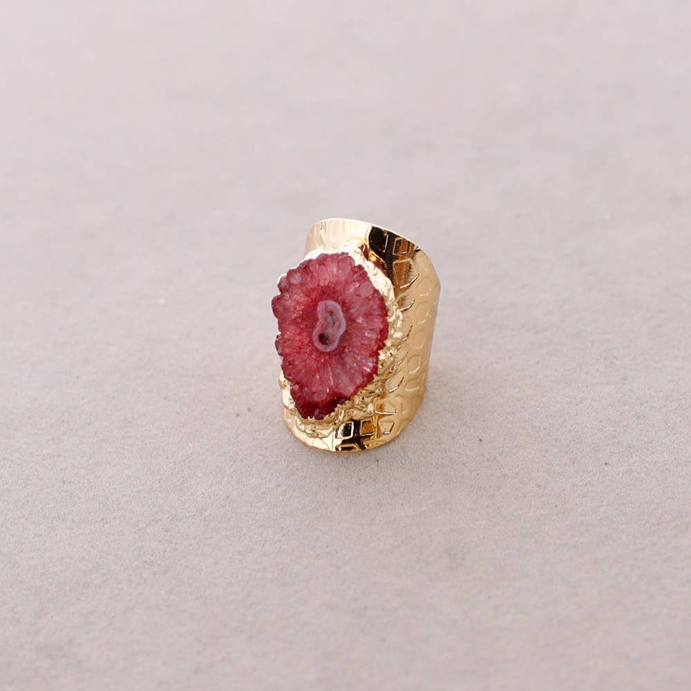 Bague en bronze, Pierre druzy irrégulière, Inspiration Méditerranée