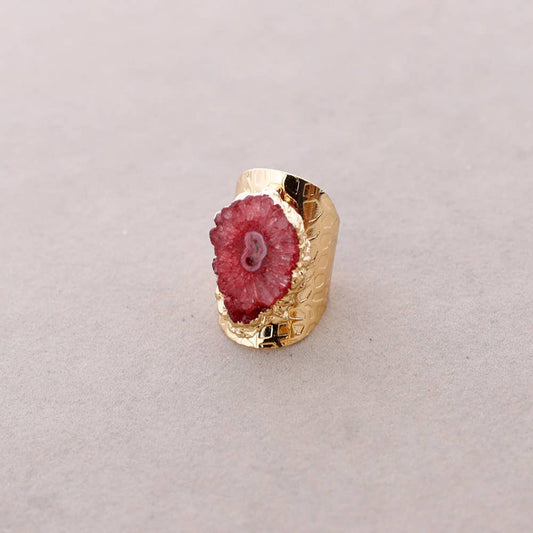 Bague en bronze, Pierre druzy irrégulière, Inspiration Méditerranée
