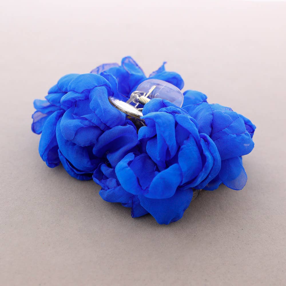 Barrette à Fleurs en Tissu Corail