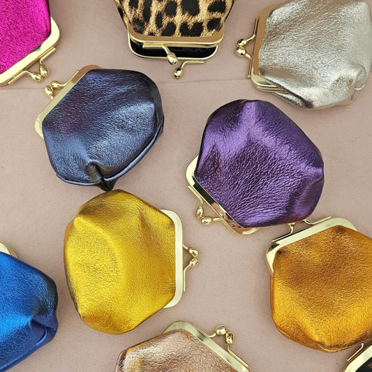 Porte-monnaie en cuir à fermoir, 6 cm