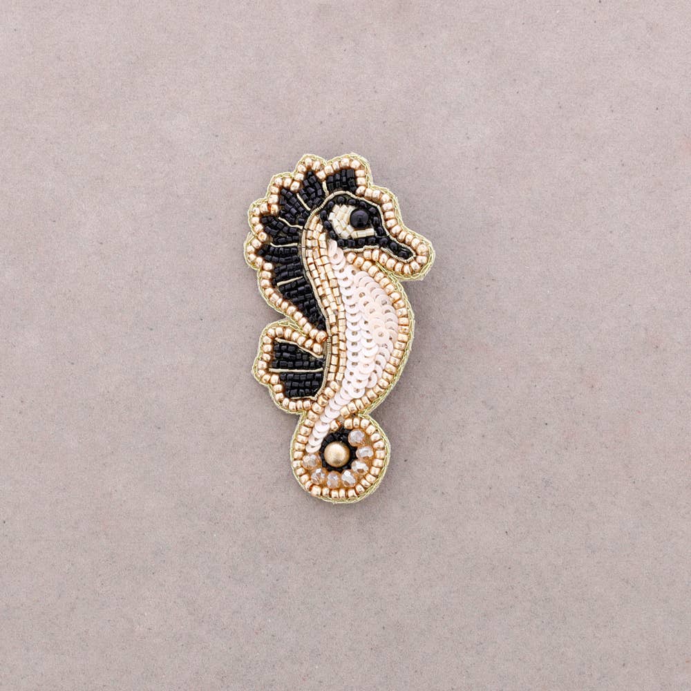 Broche hippocampe à sequins – Animal marin – Accessoire été