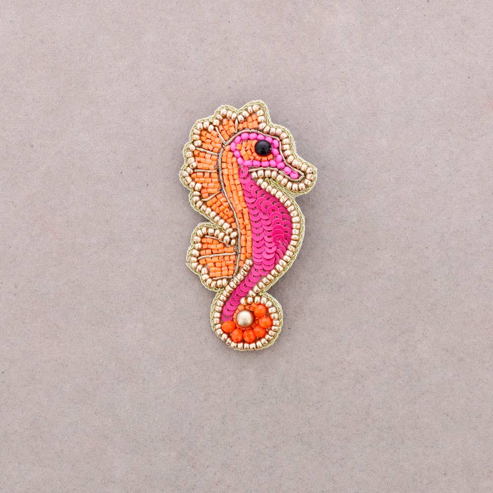 Broche hippocampe à sequins – Animal marin – Accessoire été