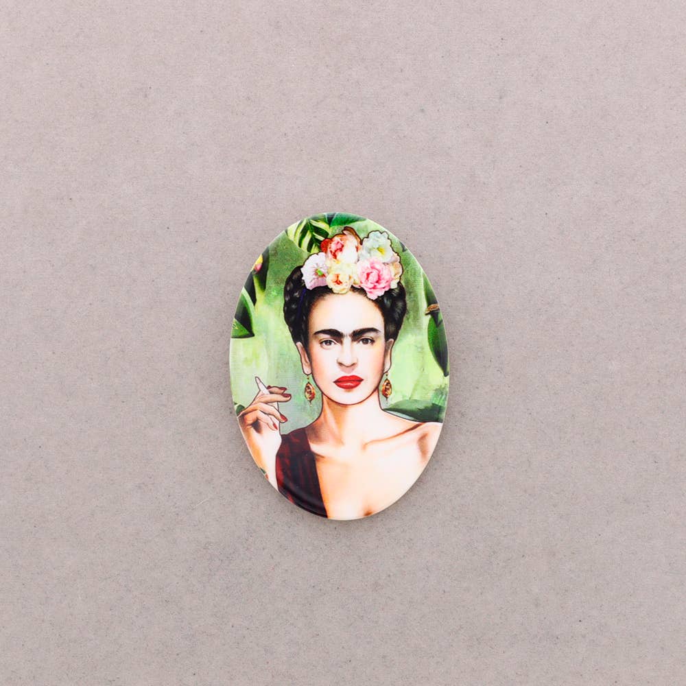 Broche Ovale en Résine Frida Kahlo