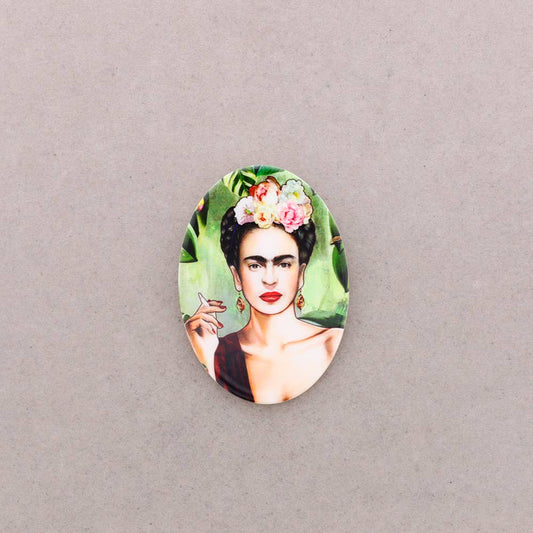 Broche Ovale en Résine Frida Kahlo