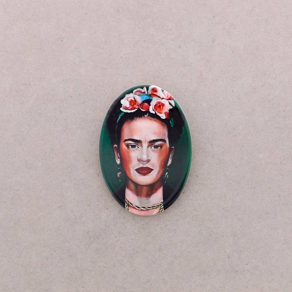 Broche Ovale en Résine Frida Kahlo