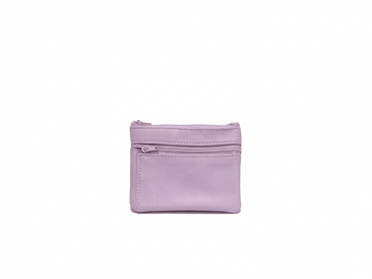 Portefeuille en cuir upcyclé à deux fermetures éclair : Orange