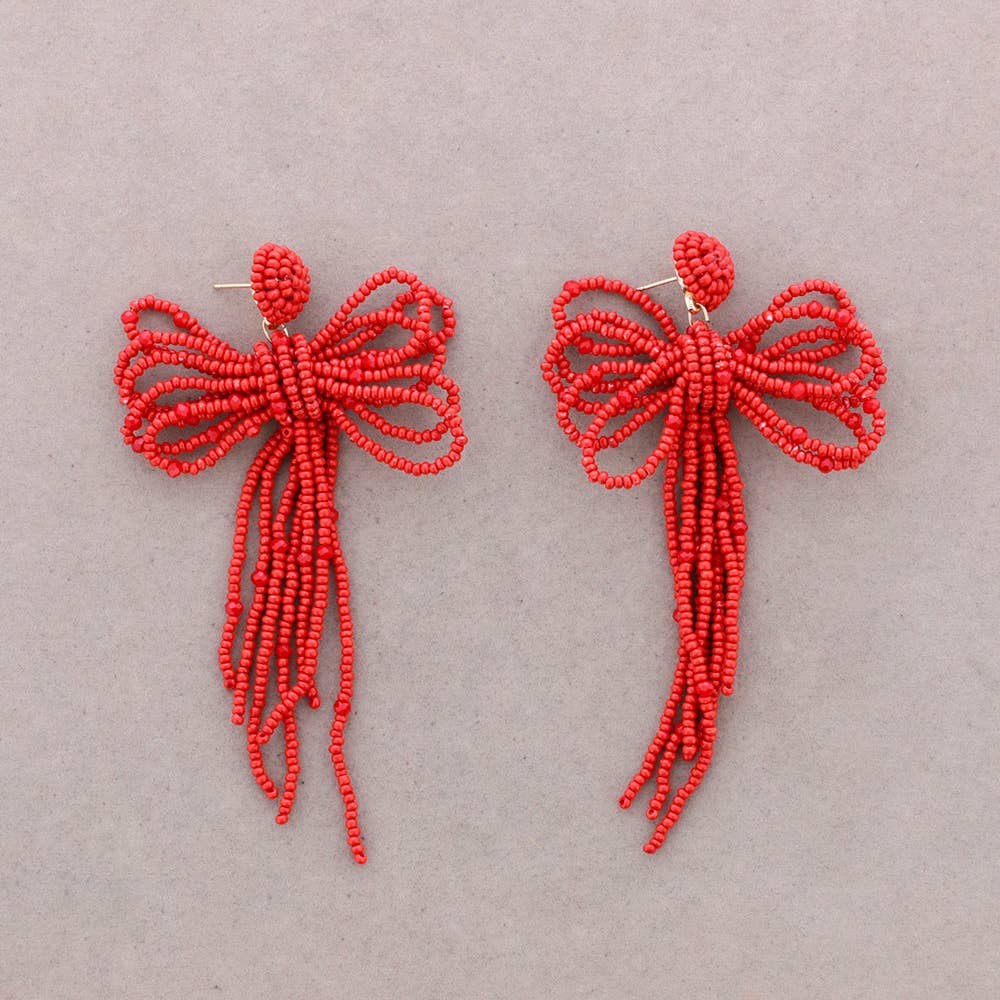 Boucles d'Oreilles Pendantes Nœud en Perles