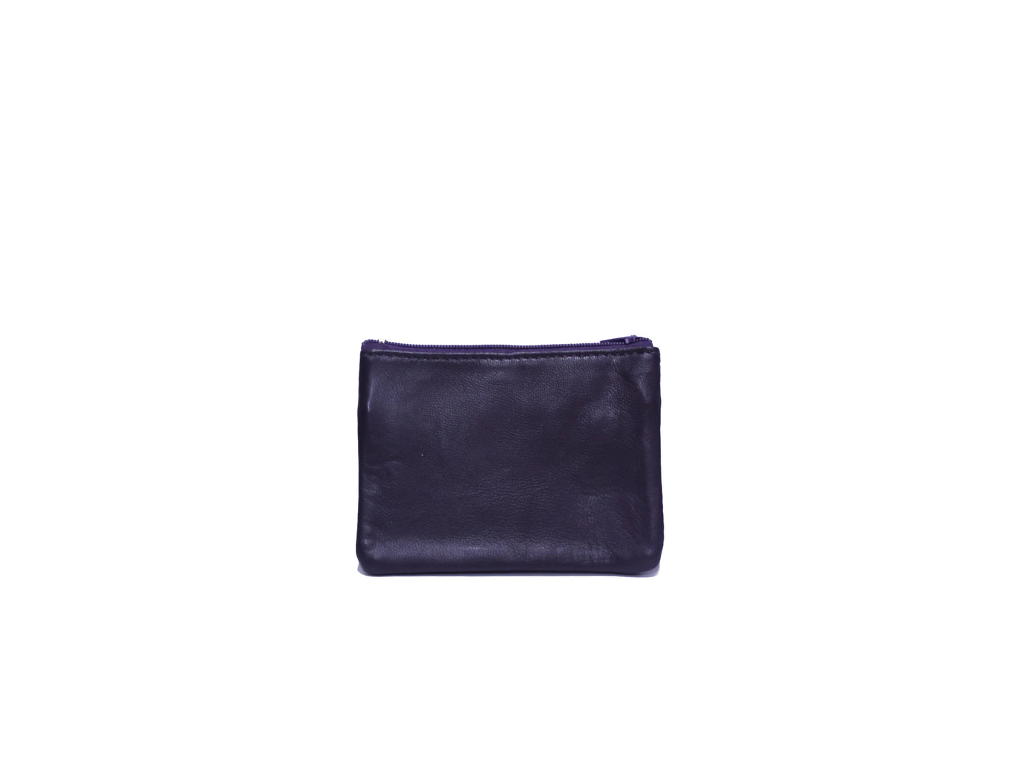 Portefeuille en cuir upcyclé à deux fermetures éclair: Aubergine