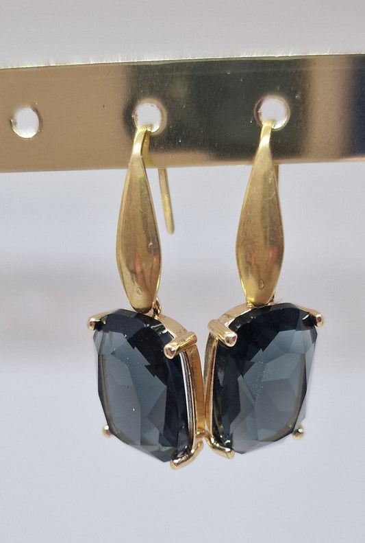 Boucles d’oreilles gris bleuté rectangle