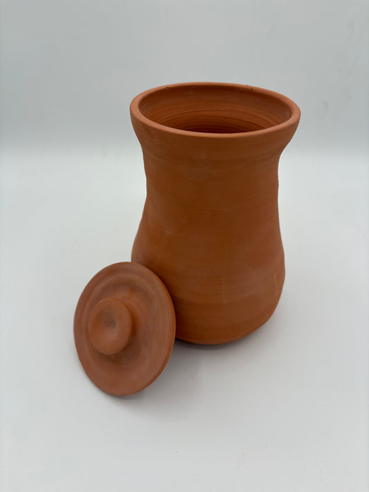 Pot de type Olla d’Aspiran avec col évasé et couvercle pour jardinière