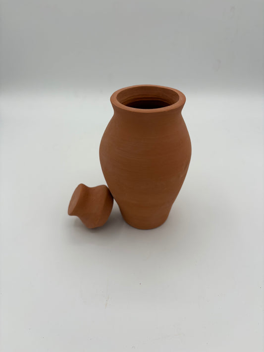 Pot de type Olla d’Aspiran avec forme galbée et couvercle pour plante en pot