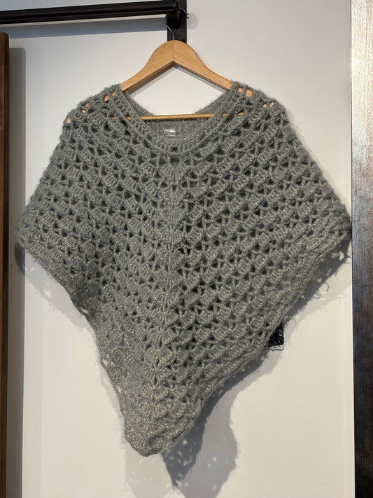 Poncho en laine mohair, gris bleu