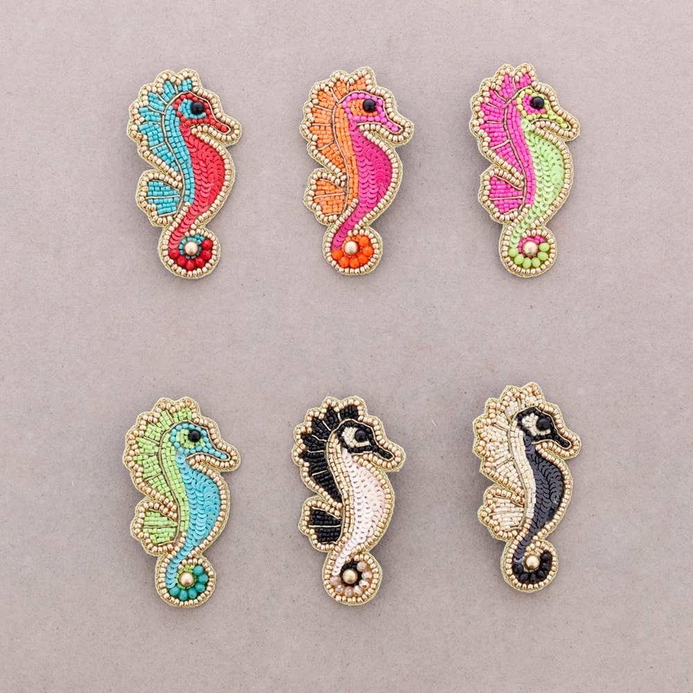 Broche hippocampe à sequins – Animal marin – Accessoire été