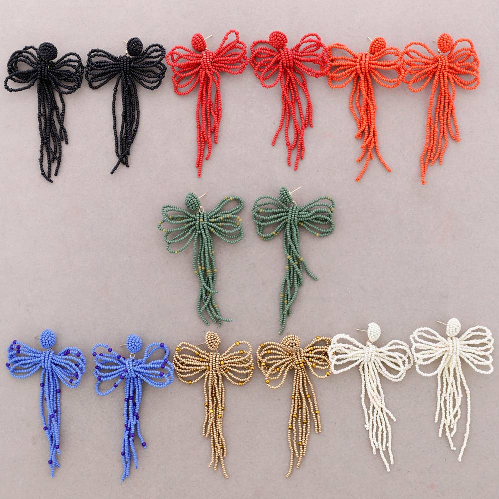 Boucles d'Oreilles Pendantes Nœud en Perles
