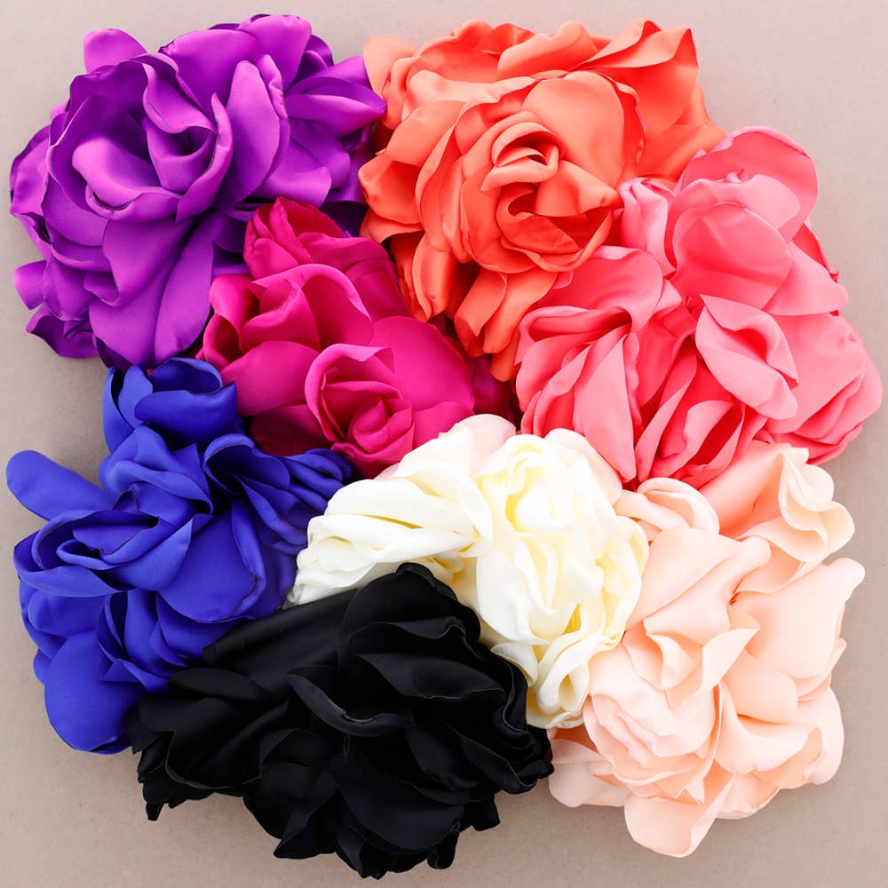 Broche Fleur en Tissu 20 cm avec Fermeture et Barrett