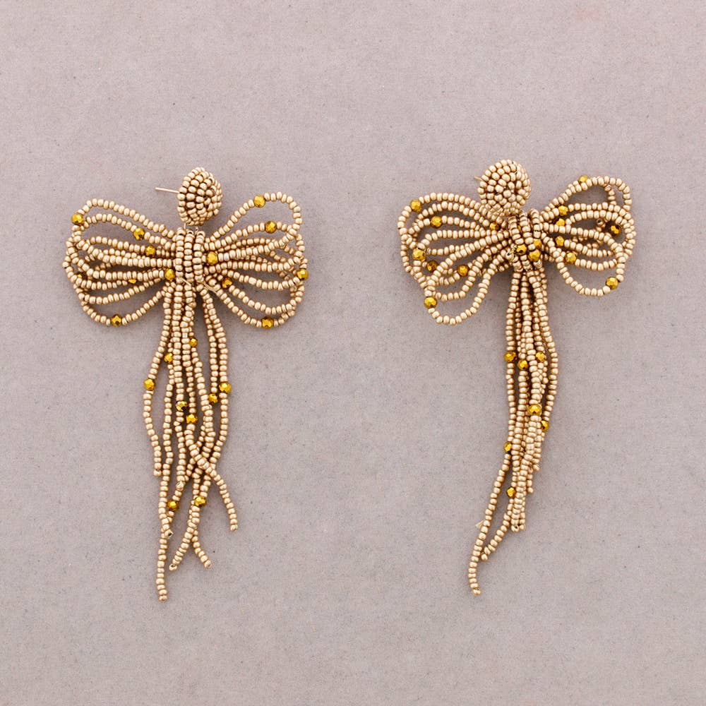 Boucles d'Oreilles Pendantes Nœud en Perles