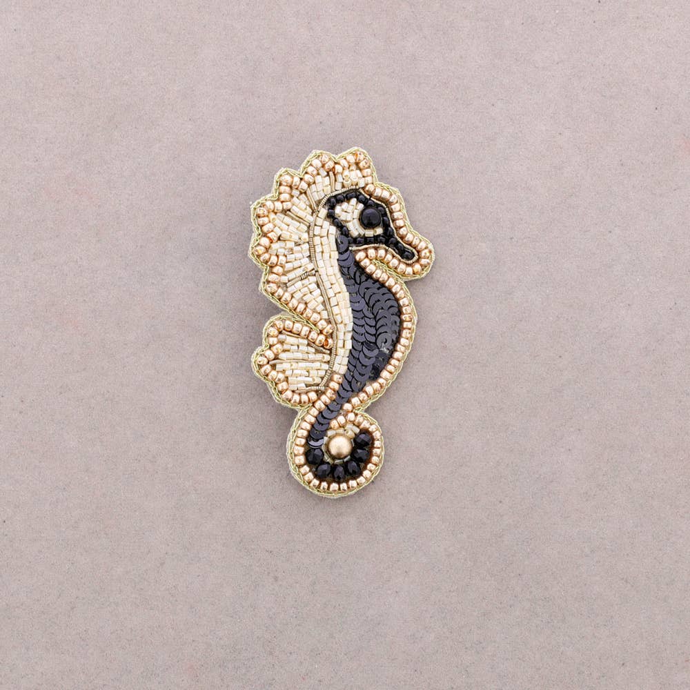 Broche hippocampe à sequins – Animal marin – Accessoire été