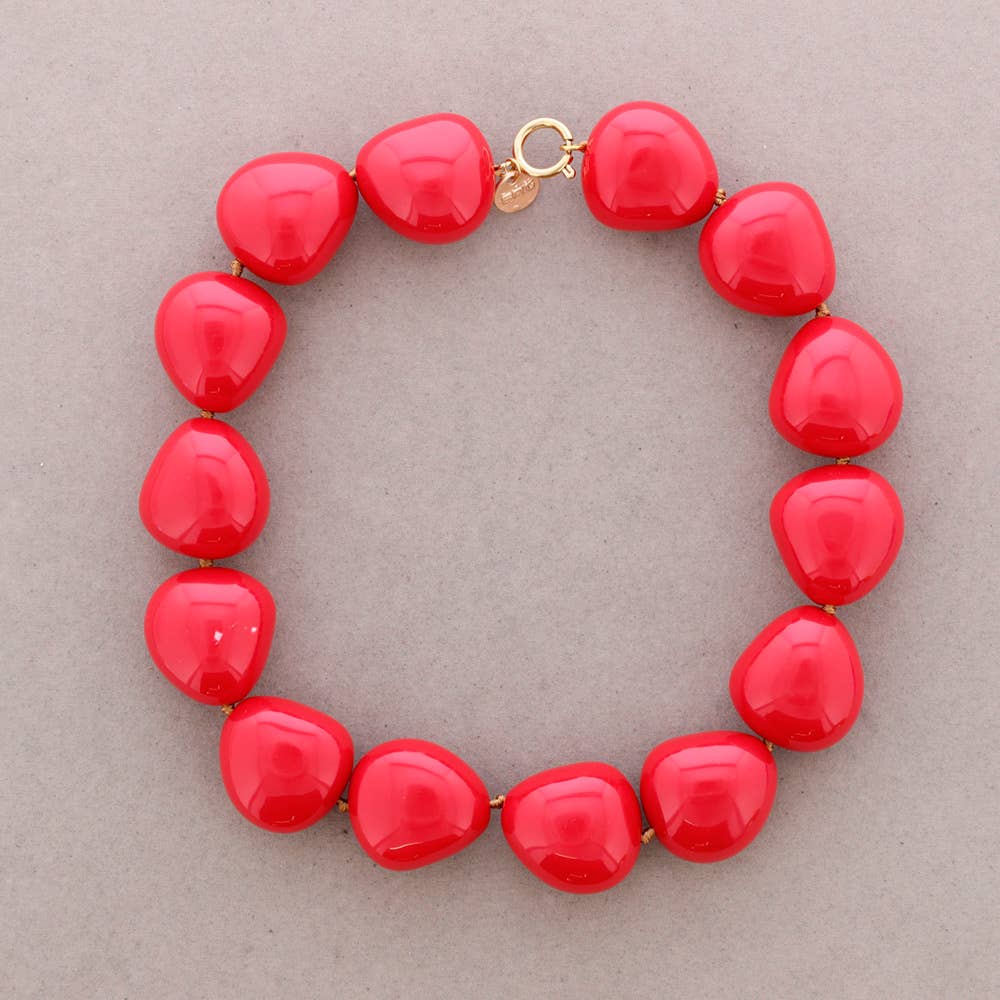 Collier ras du cou en résine à perles irrégulières | Couleurs vives pour l'été