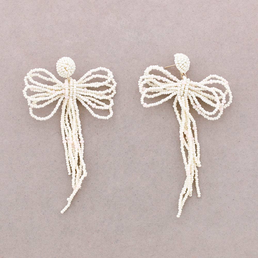 Boucles d'Oreilles Pendantes Nœud en Perles