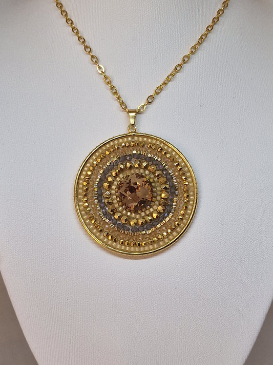 Pendentif tissé or avec cristal Swarovski