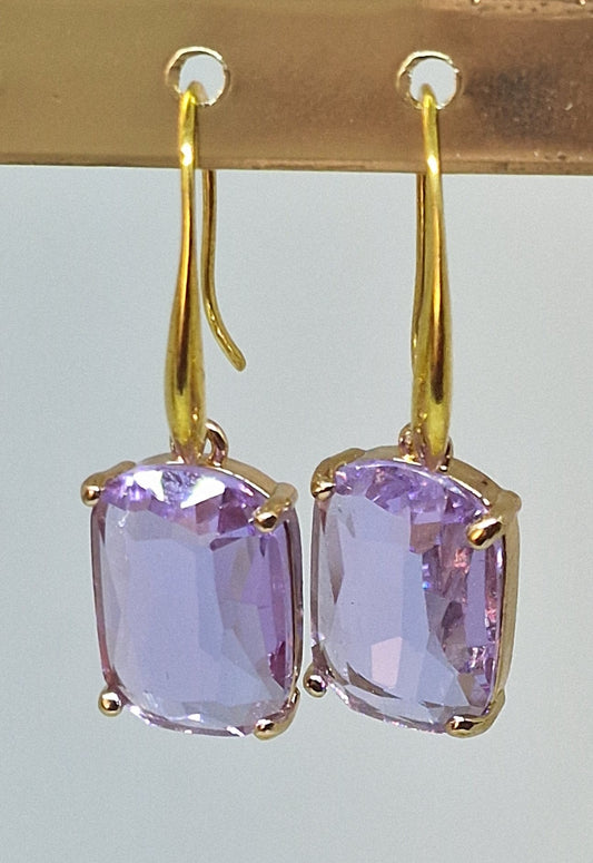 Boucles d’oreilles rectangles lilas