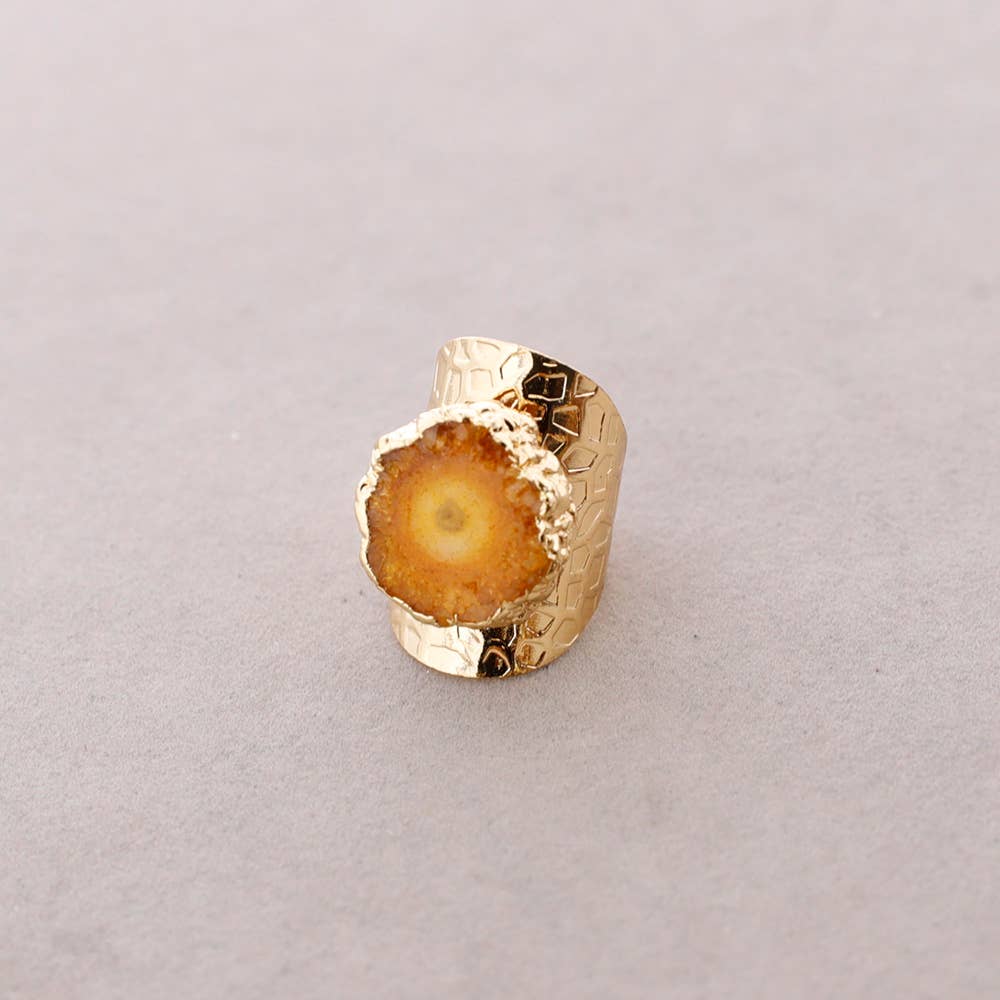 Bague en bronze, Pierre druzy irrégulière, Inspiration Méditerranée
