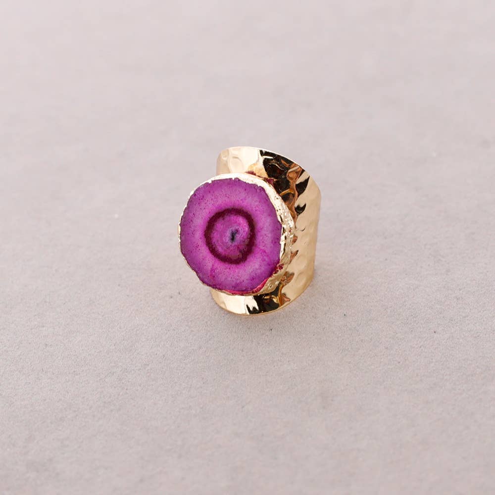 Bague en bronze, Pierre druzy irrégulière, Inspiration Méditerranée